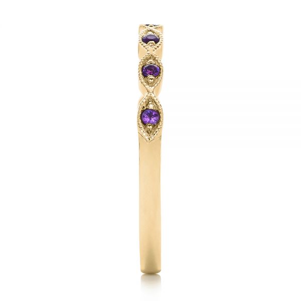 14k Yellow Gold 14k Yellow Gold Custom Amethyst Wedding Band - Side View -  102323