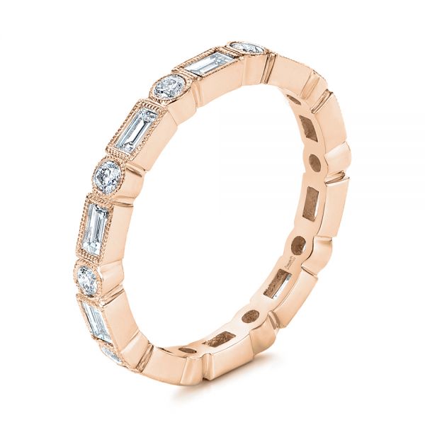 18k Rose Gold 18k Rose Gold Custom Baguette Diamond Eternity Wedding Band - Three-Quarter View -  105481