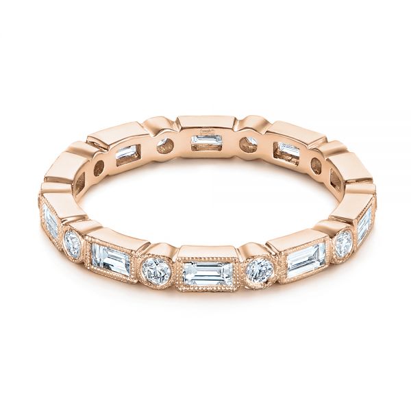 14k Rose Gold 14k Rose Gold Custom Baguette Diamond Eternity Wedding Band - Flat View - 105481
