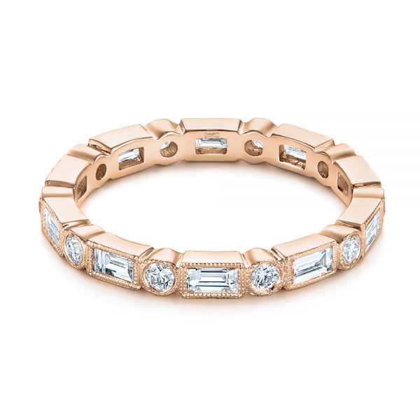 14k Rose Gold 14k Rose Gold Custom Baguette Diamond Eternity Wedding Band - Flat View -  105481