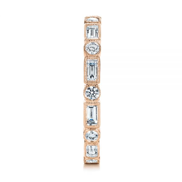 18k Rose Gold 18k Rose Gold Custom Baguette Diamond Eternity Wedding Band - Side View -  105481