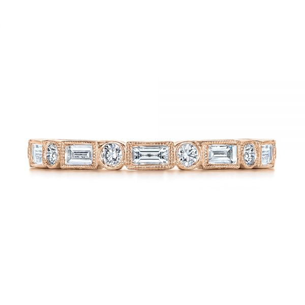 14k Rose Gold 14k Rose Gold Custom Baguette Diamond Eternity Wedding Band - Top View - 105481