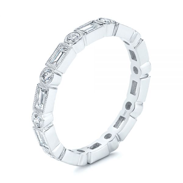  Platinum Platinum Custom Baguette Diamond Eternity Wedding Band - Three-Quarter View -  105481