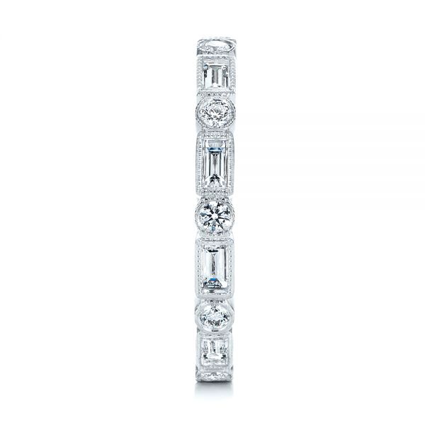18k White Gold Custom Baguette Diamond Eternity Wedding Band - Side View - 105481