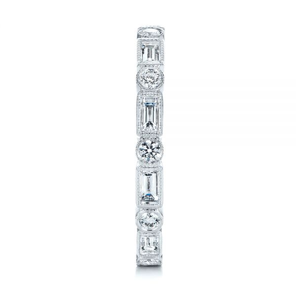 14k White Gold 14k White Gold Custom Baguette Diamond Eternity Wedding Band - Side View -  105481