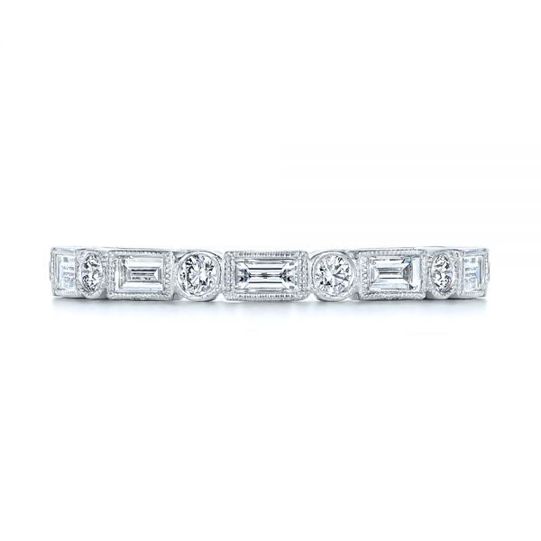18k White Gold Custom Baguette Diamond Eternity Wedding Band - Top View -  105481