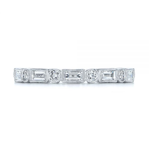 18k White Gold Custom Baguette Diamond Eternity Wedding Band - Top View - 105481