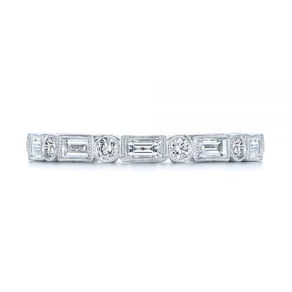 14k White Gold 14k White Gold Custom Baguette Diamond Eternity Wedding Band - Top View -  105481