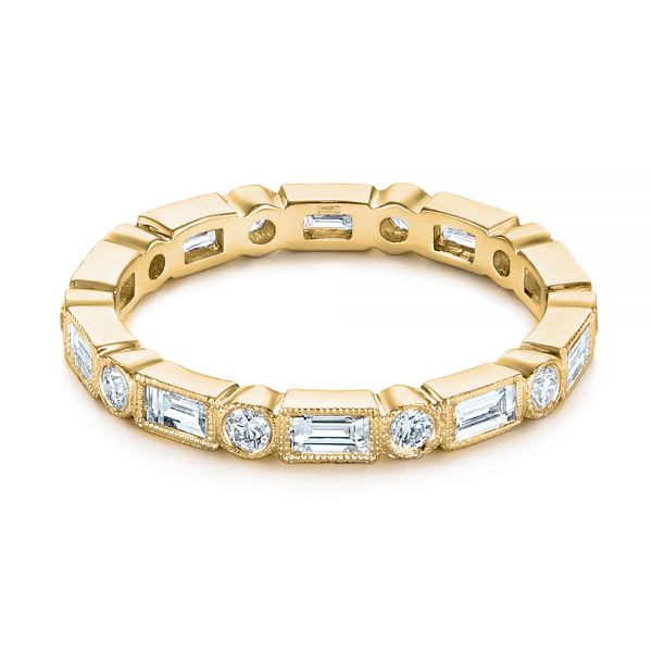 14k Yellow Gold 14k Yellow Gold Custom Baguette Diamond Eternity Wedding Band - Flat View -  105481