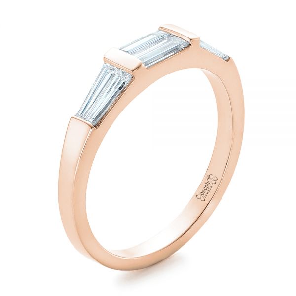 18k Rose Gold 18k Rose Gold Custom Baguette Diamond Wedding Band - Three-Quarter View -  102270