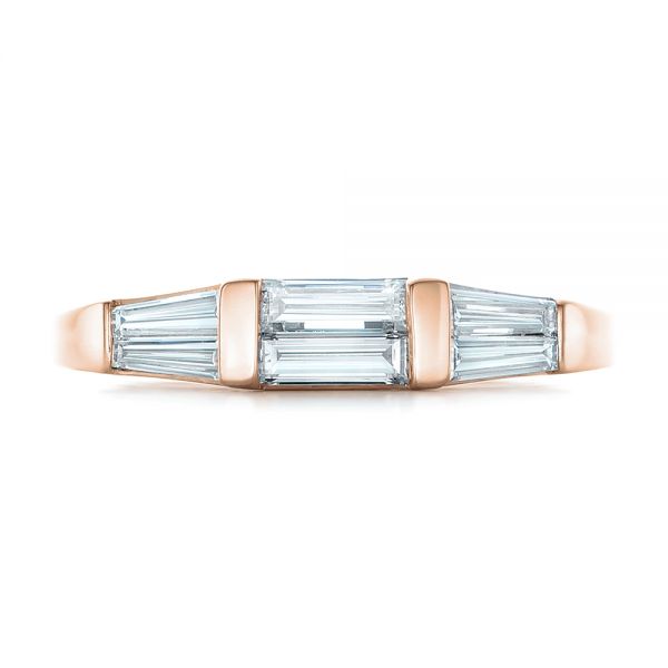 18k Rose Gold 18k Rose Gold Custom Baguette Diamond Wedding Band - Top View - 102270