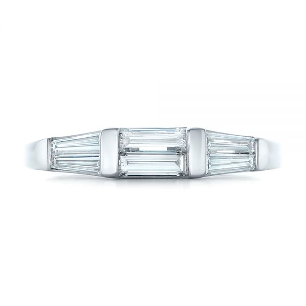 14k White Gold 14k White Gold Custom Baguette Diamond Wedding Band - Top View -  102270