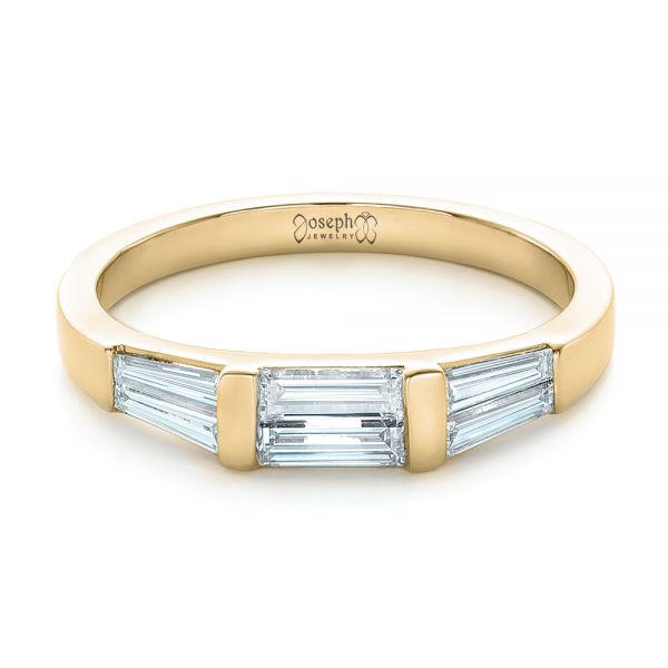 14k Yellow Gold 14k Yellow Gold Custom Baguette Diamond Wedding Band - Flat View - 102270