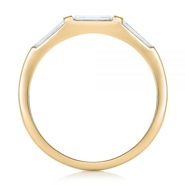 14k Yellow Gold 14k Yellow Gold Custom Baguette Diamond Wedding Band - Front View - 102270