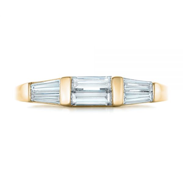 14k Yellow Gold 14k Yellow Gold Custom Baguette Diamond Wedding Band - Top View - 102270