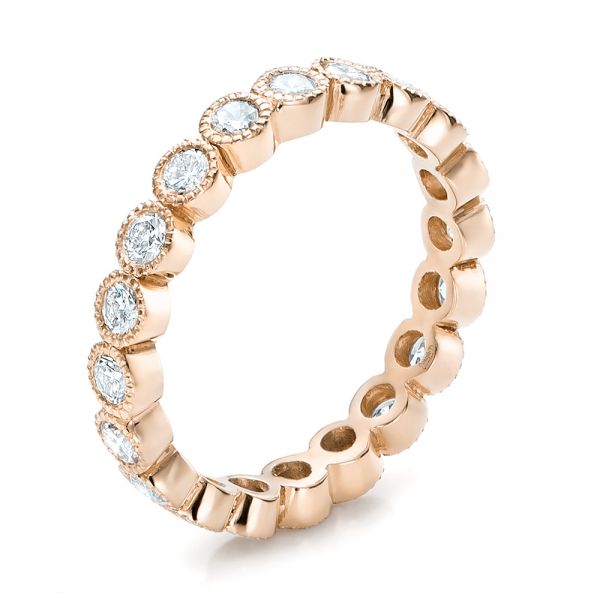 18k Rose Gold 18k Rose Gold Custom Bezel Set Diamond Eternity Wedding Ring - Three-Quarter View -  100871