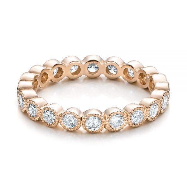 18k Rose Gold 18k Rose Gold Custom Bezel Set Diamond Eternity Wedding Ring - Flat View -  100871