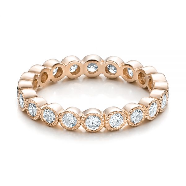 18k Rose Gold 18k Rose Gold Custom Bezel Set Diamond Eternity Wedding Ring - Flat View - 100871