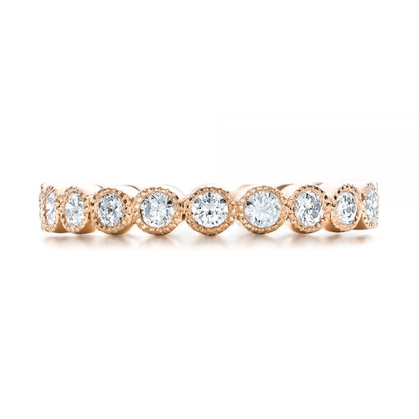 18k Rose Gold 18k Rose Gold Custom Bezel Set Diamond Eternity Wedding Ring - Top View - 100871
