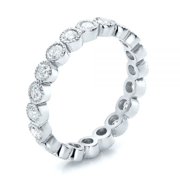 14k White Gold 14k White Gold Custom Bezel Set Diamond Eternity Wedding Ring - Three-Quarter View -  100871