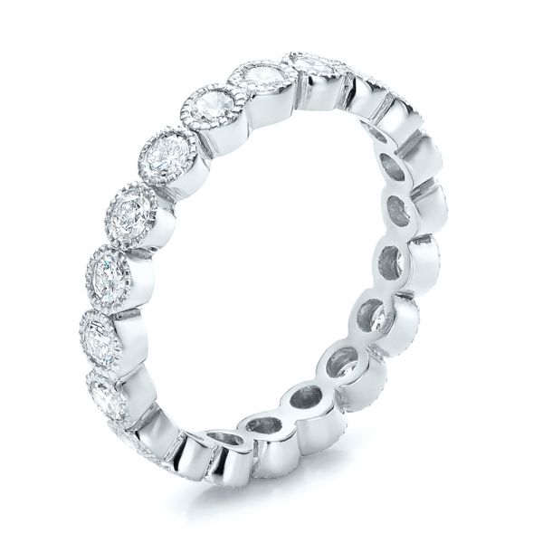 Platinum Platinum Custom Bezel Set Diamond Eternity Wedding Ring - Three-Quarter View - 100871