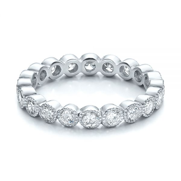 Platinum Platinum Custom Bezel Set Diamond Eternity Wedding Ring - Flat View - 100871