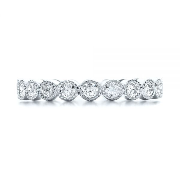 18k White Gold 18k White Gold Custom Bezel Set Diamond Eternity Wedding Ring - Top View -  100871