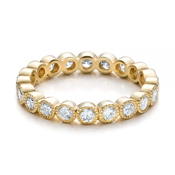 18k Yellow Gold Custom Bezel Set Diamond Eternity Wedding Ring - Flat View -  100871