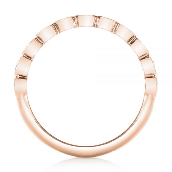 18k Rose Gold 18k Rose Gold Custom Bezel Set Diamond Wedding Band - Front View -  102474