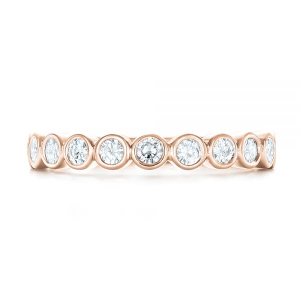 18k Rose Gold 18k Rose Gold Custom Bezel Set Diamond Wedding Band - Top View - 102474