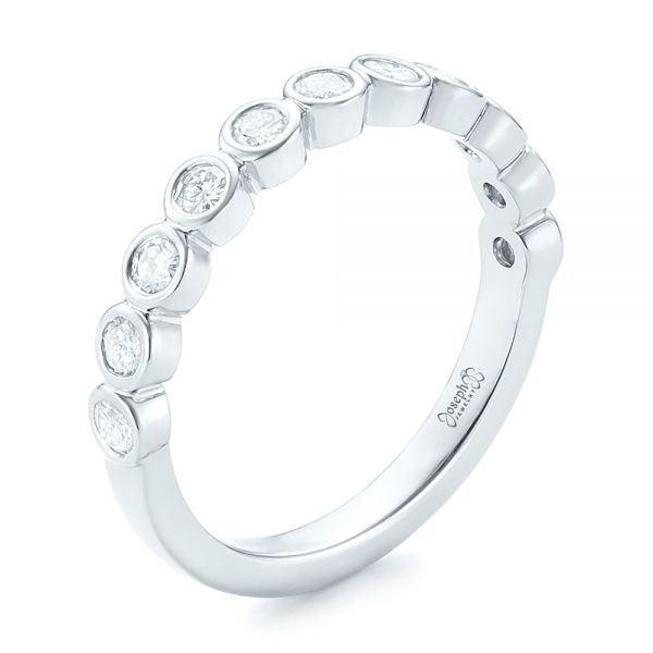  Platinum Platinum Custom Bezel Set Diamond Wedding Band - Three-Quarter View -  102474