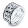 14k White Gold Custom Black And White Diamond Wedding Bands - Three-Quarter View -  101174 - Thumbnail