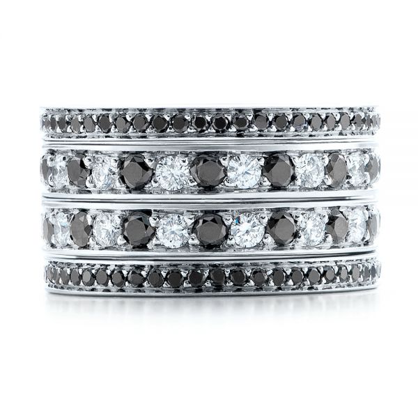  Platinum Platinum Custom Black And White Diamond Wedding Bands - Top View -  101174