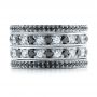 14k White Gold Custom Black And White Diamond Wedding Bands - Top View -  101174 - Thumbnail