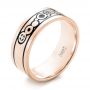 18k Rose Gold Custom Black Antiqued Engraved Wedding Band