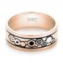 14k Rose Gold 14k Rose Gold Custom Black Antiqued Engraved Wedding Band - Flat View -  103282 - Thumbnail