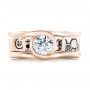 18k Rose Gold 18k Rose Gold Custom Black Antiqued Engraved Wedding Band - Top View -  103282 - Thumbnail