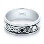  Platinum Platinum Custom Black Antiqued Engraved Wedding Band - Flat View -  103282 - Thumbnail