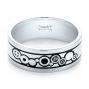 18k White Gold 18k White Gold Custom Black Antiqued Engraved Wedding Band - Flat View -  103282 - Thumbnail