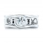  Platinum Platinum Custom Black Antiqued Engraved Wedding Band - Top View -  103282 - Thumbnail