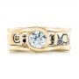 18k Yellow Gold 18k Yellow Gold Custom Black Antiqued Engraved Wedding Band - Top View -  103282 - Thumbnail