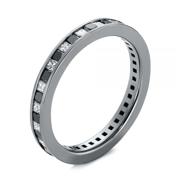  Platinum Platinum Custom Black And White Diamond Wedding Band - Three-Quarter View -  104030