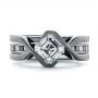 18k White Gold 18k White Gold Custom Black And White Diamond Wedding Band - Top View -  104030 - Thumbnail