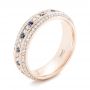 18k Rose Gold 18k Rose Gold Custom Blue Sapphire And Diamond Eternity Wedding Band - Three-Quarter View -  102798 - Thumbnail
