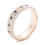 14k Rose Gold 14k Rose Gold Custom Blue Sapphire And Diamond Eternity Wedding Band - Three-Quarter View -  102798 - Thumbnail