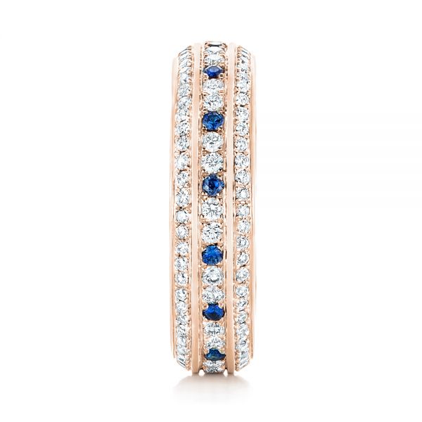 14k Rose Gold 14k Rose Gold Custom Blue Sapphire And Diamond Eternity Wedding Band - Side View -  102798