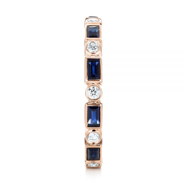 18k Rose Gold 18k Rose Gold Custom Blue Sapphire And Diamond Eternity Wedding Band - Side View -  103217