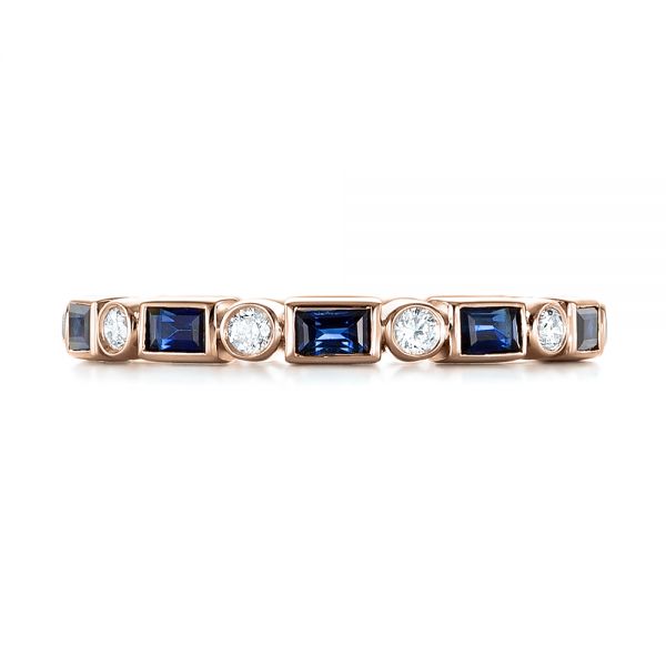 18k Rose Gold 18k Rose Gold Custom Blue Sapphire And Diamond Eternity Wedding Band - Top View -  103217