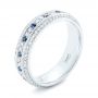  Platinum Custom Blue Sapphire And Diamond Eternity Wedding Band - Three-Quarter View -  102798 - Thumbnail