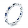  Platinum Custom Blue Sapphire And Diamond Eternity Wedding Band - Three-Quarter View -  103217 - Thumbnail